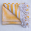 Flat Woven "Summer Stripe" Bath Towel / Throw in Bright Yellow
