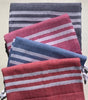 Flat Woven Bath Towel / Throw in Pastel Stripe, Candy Pink