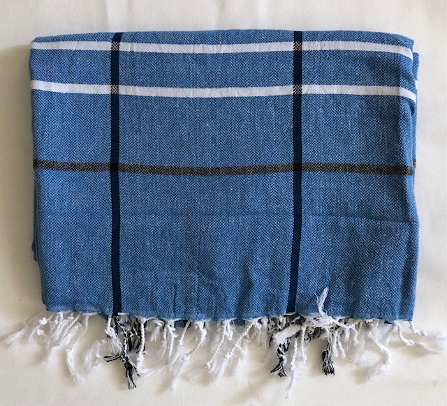 Flat Woven Bath Towel / Throw in Eski Hamam, Mediterranean Blue