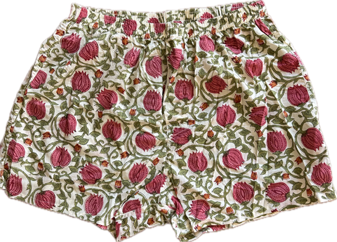 Anokhi for Accacia Men’s Boxer Shorts in Pink Tulip on Ivory
