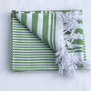 Flat Woven "Summer Stripe" Bath Towel / Throw in  Bright Green