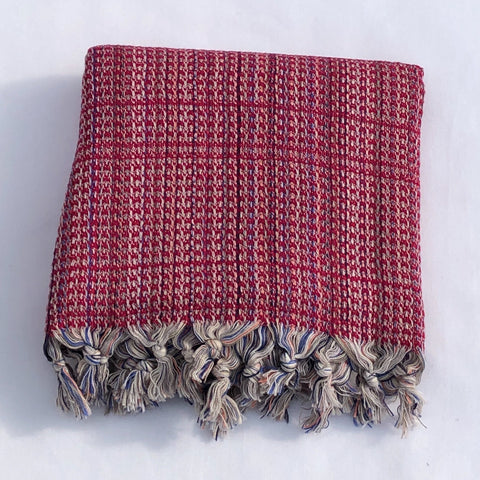 Flat Woven “Zest” Stripe Bath Towel / Throw in Raspberry