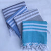 Flat Woven Bath Towel / Throw in Pastel Stripe, Turquoise