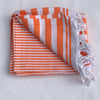 Flat Woven "Summer Stripe" Bath Towel / Throw in  Bright Orange