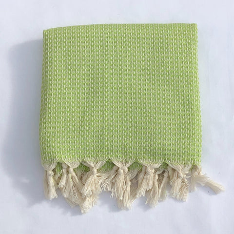 Flat Woven “Zest” Stripe Bath Towel / Throw in Green