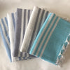 Flat Woven Bath Towel / Throw in Pastel Stripe, Medium Blue