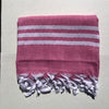 Flat Woven Bath Towel / Throw in Pastel Stripe, Candy Pink