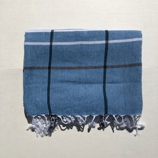 Flat Woven Bath Towel / Throw in Eski Hamam, Steel Blue