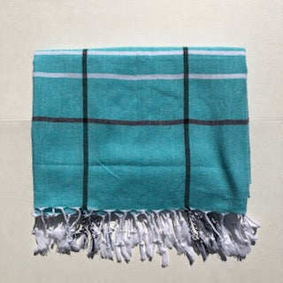 Flat Woven Bath Towel / Throw in Eski Hamam, Aqua Blue-Green